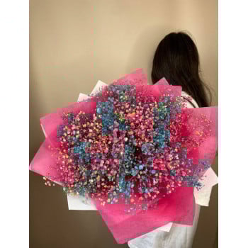 Букет из 25 гипсофилы "Сияние радуги" Букет из 25 гипсофилы "Сияние радуги"